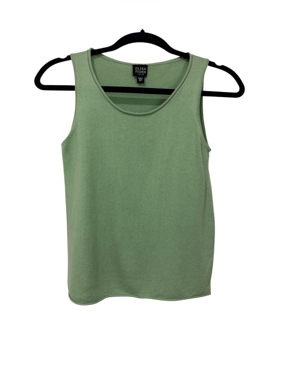 Eileen Fisher Silk + Cashmere Green Scoop Neck Tank Top (Size P)